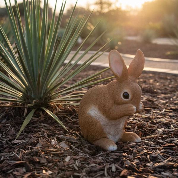 Lapin en résine pattes sur le museau - 