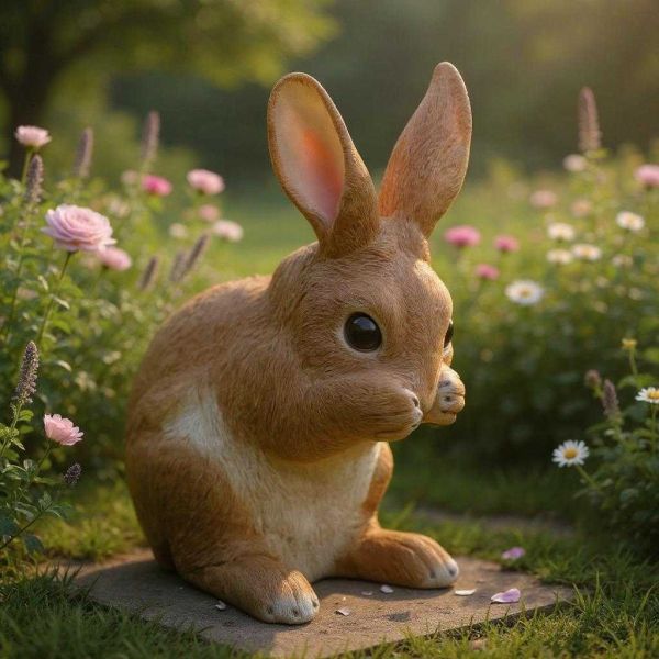 Lapin en résine pattes sur le museau - 