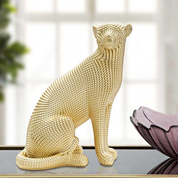 Léopard en polyrésine Gold 23 x 15.5 x 29 cm - MAURO FERRETTI