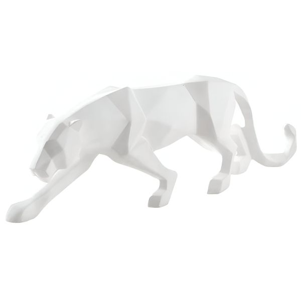 Léopard en résine blanche origami
