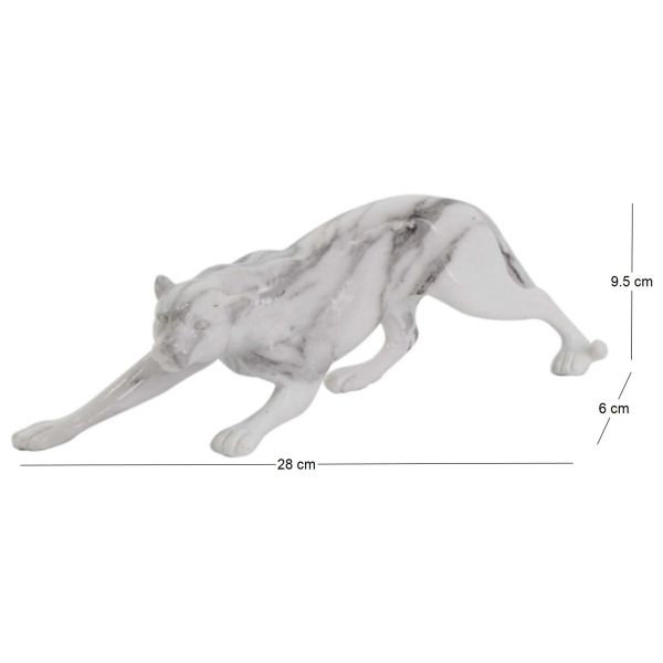 Léopard en résine effet marbre blanc - 5