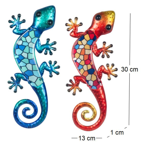 Lézard décoratif en métal et verre avec mosaique (Lot de 2) - ORIGEN