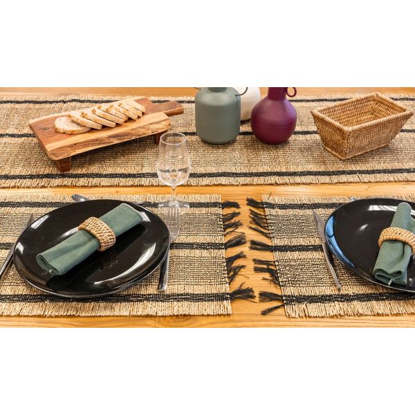 Linge de table en jonc naturel et noir - AUBRY GASPARD