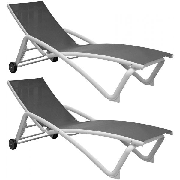 Bain de soleil en aluminium Zoe (Lot de 2) (Blanc, Argent) Bain de soleil en aluminium Zoe (Lot de 2) (Blanc, Argent)