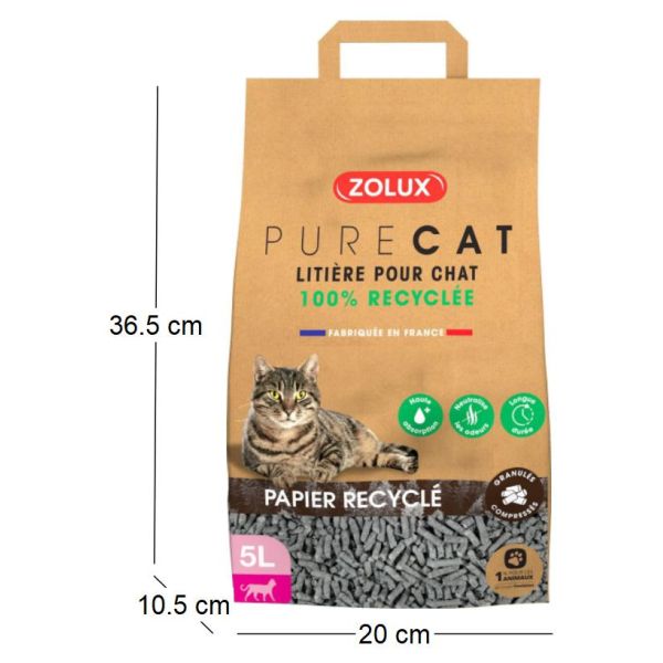 Litière éco conçue en papier recyclé Purecat - 5