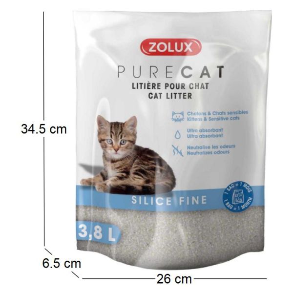 Litière silice fine Purecat 3.8 litres - ZOLUX