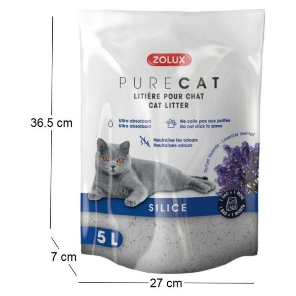 Litière silice parfumée Purecat 5 litres - ZOLUX