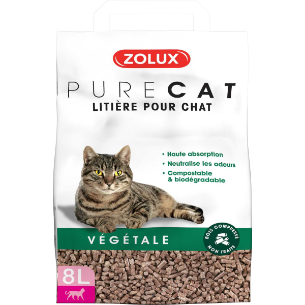 Litière végétale nature Purecat 8 litres - ZOLUX