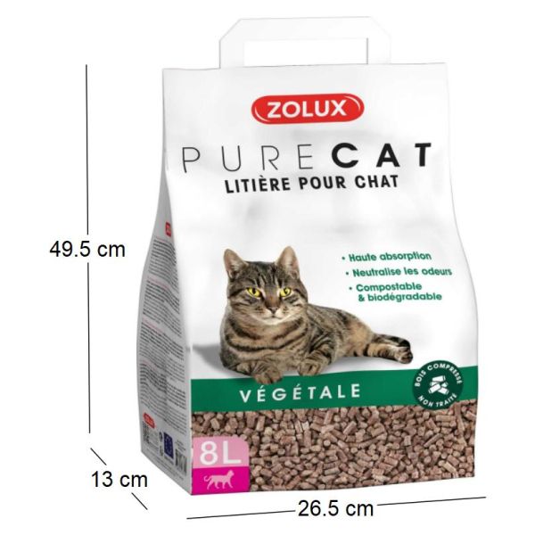 Litière végétale nature Purecat 8 litres - ZOL-2504