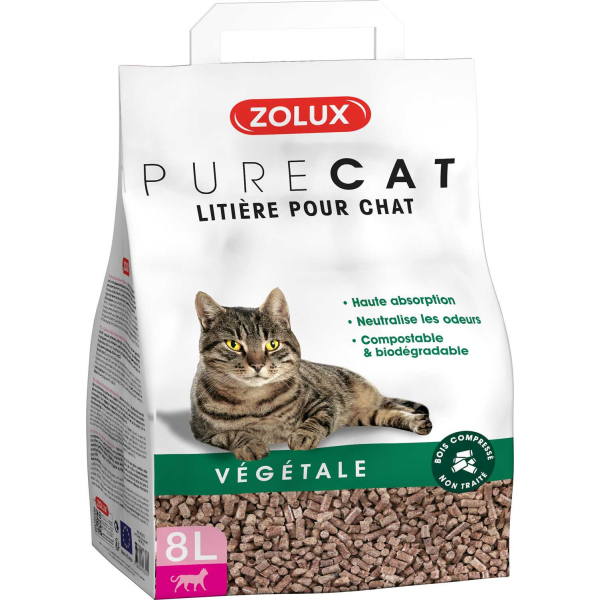 Litière végétale nature Purecat 8 litres