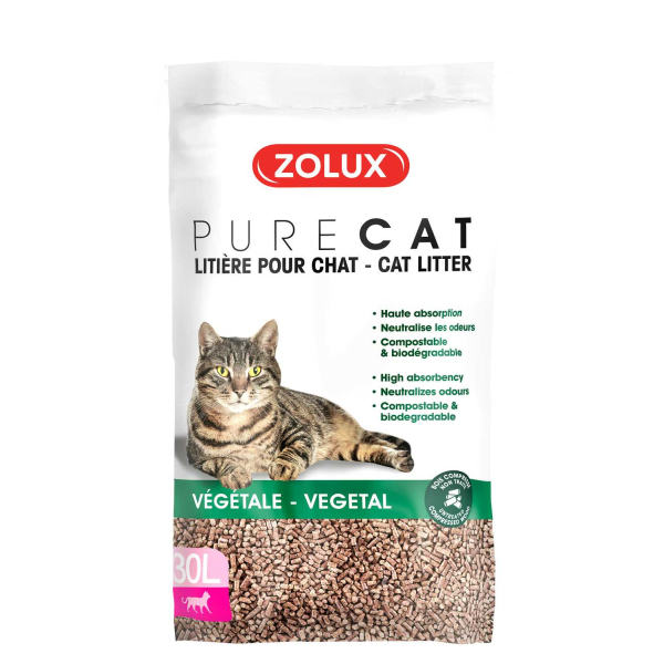 Litière végétale naturelle Purecat 30 litres