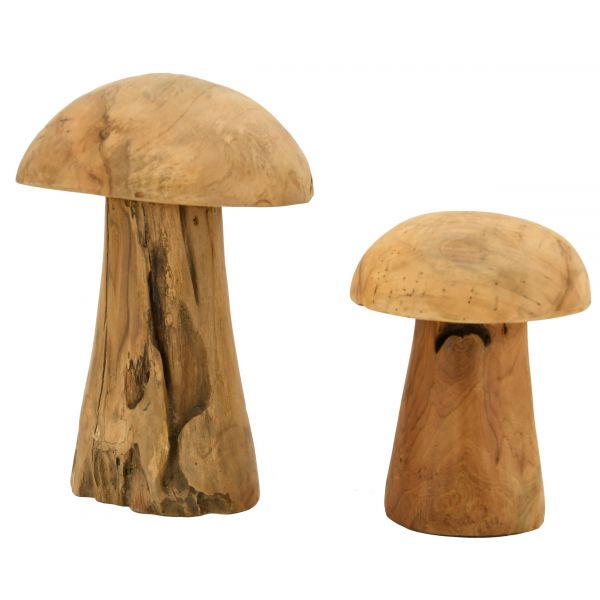 Champignons en teck naturel (Lot de 2)