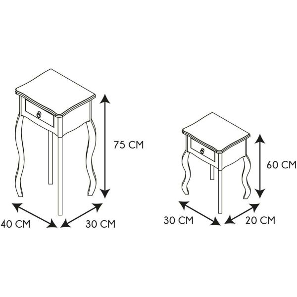 Lot de 2 sellettes avec tiroir en MDF Victoria - CMP-4307