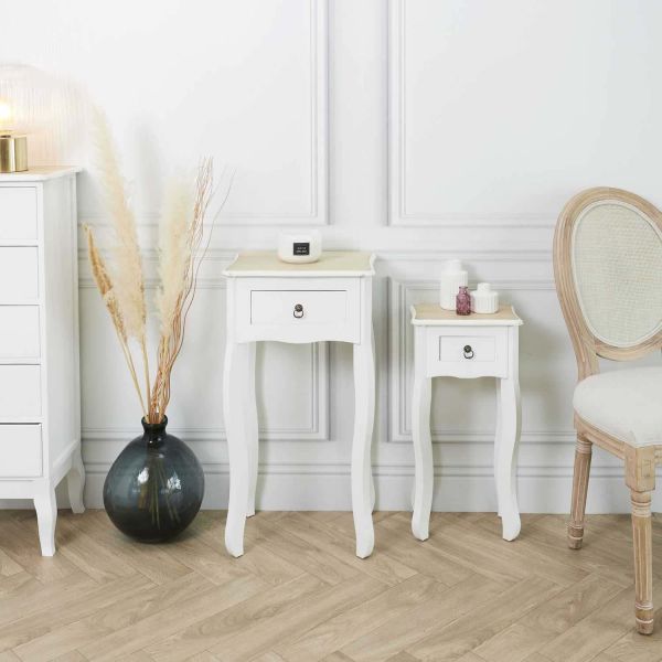 Lot de 2 sellettes avec tiroir en MDF Victoria - THE HOME DECO FACTORY