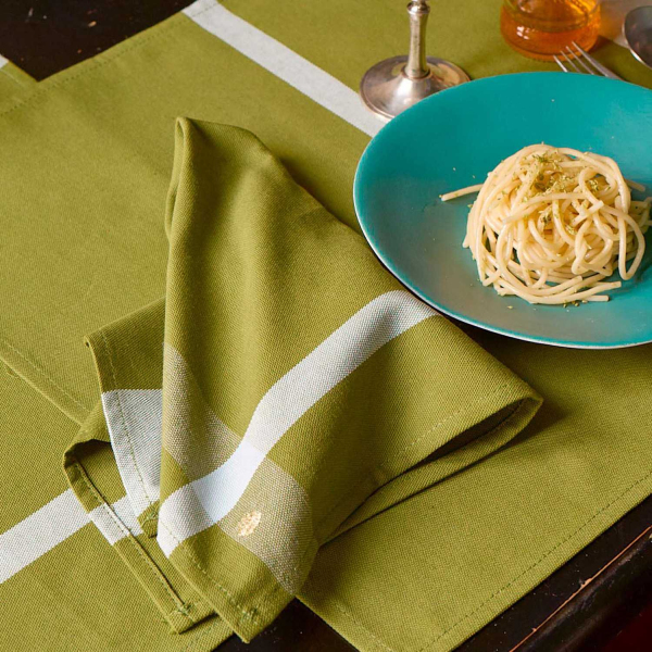 Lot de 2 serviettes de table La nonna pistacchio 40 x 40 cm - 