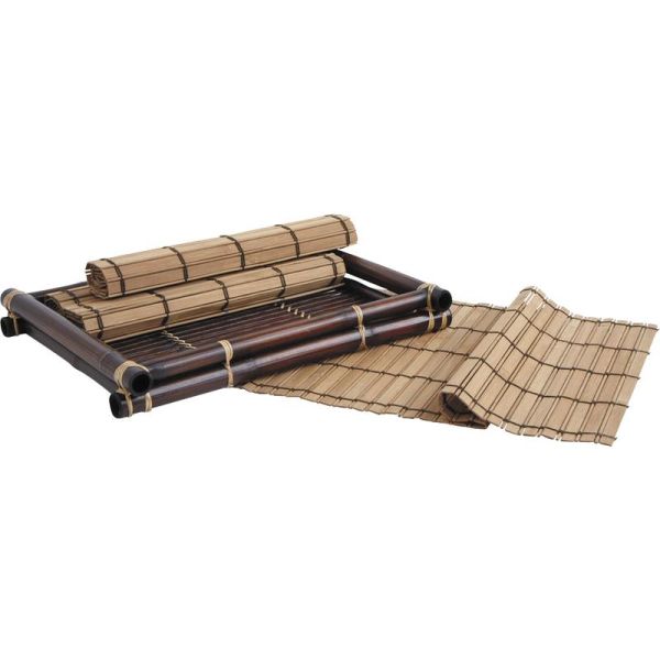 Lot de 4 sets de table en bambou + 1 plateau