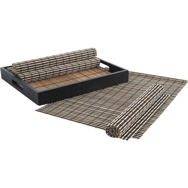 Sets de table en bambou (lot de 6) + plateau