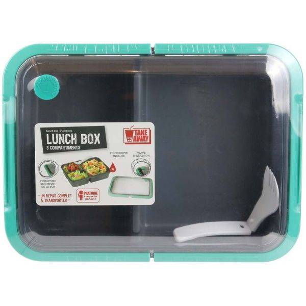 Lunch box 3 compartiments fermeture sécurisée 1 litre - CMP-1624
