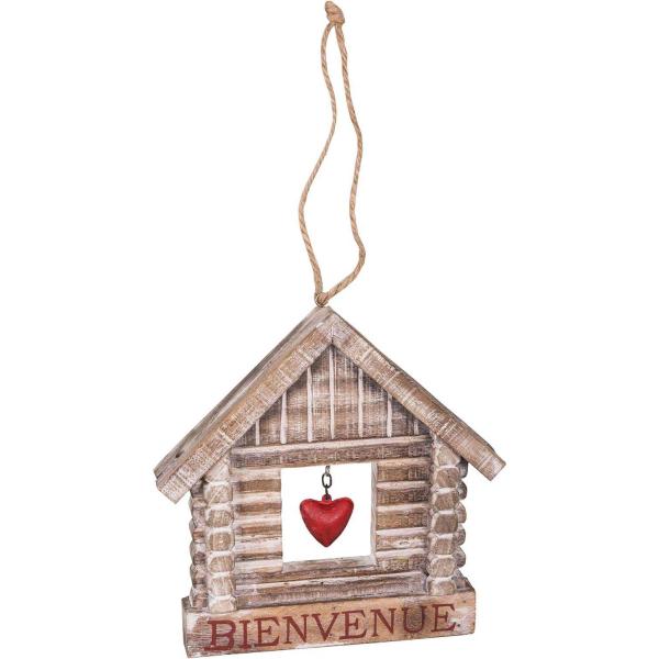 Maison en bois de peuplier coeur rouge Bienvenue