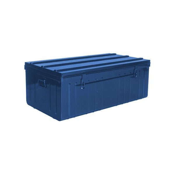 Malle de rangement en métal bleu