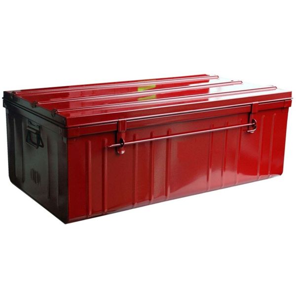 Malle de rangement en métal rouge (175 litres)