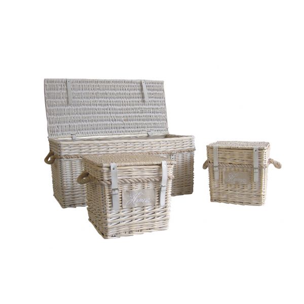 Malles carrées en osier blanchi (Lot de 3) - 6