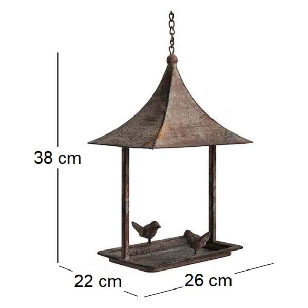 Mangeoire à oiseau rectangulaire en fer patiné - LEG-0138