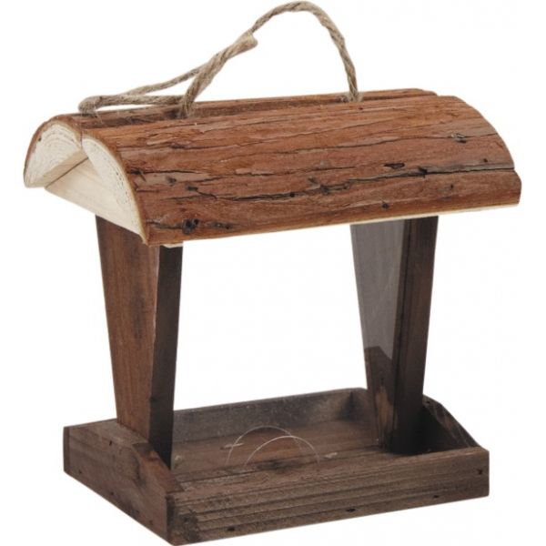 Mangeoire à oiseaux en bois et écorce de bois trunk