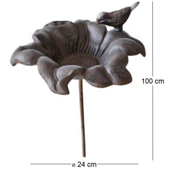 Mangeoire à oiseaux en fonte Fleur 24 x 100 cm - LA GRANDE PRAIRIE
