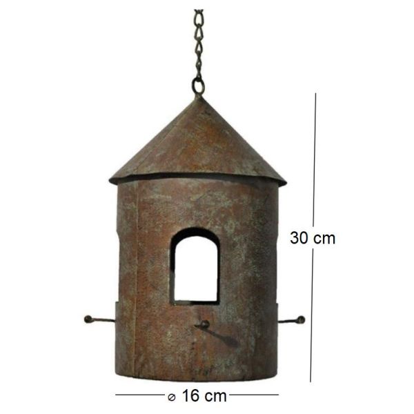 Mangeoire oiseaux à suspendre fer vieilli - LEG-0210