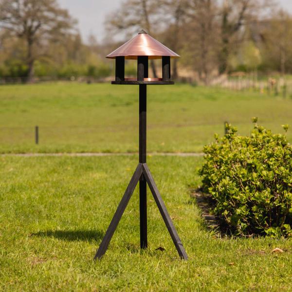 Mangeoire sur pied noire et cuivre en pin et acier - BEST FOR BIRDS