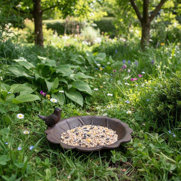 Mangeoire à poser en fonte Oiseau 18x5cm - LA GRANDE PRAIRIE