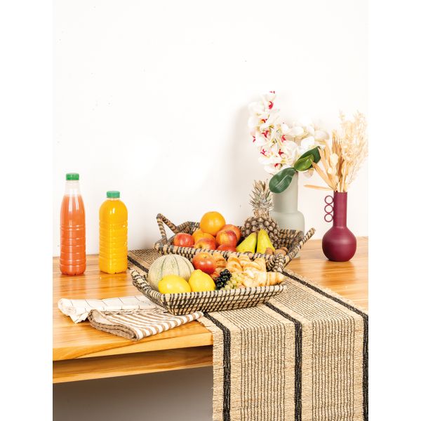 Manne rectangulaire en jonc naturelle - AUB-6454