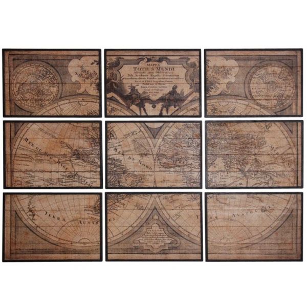 Mappemonde en bois 9 cadres