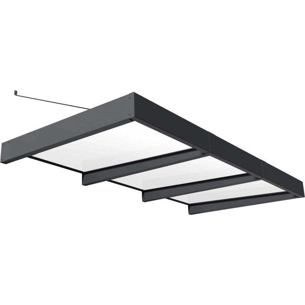 Marquise de porte en aluminium gris et polycarbonate opale blanc Sophia