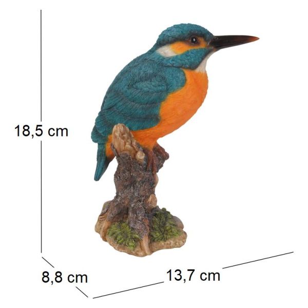 Martin-pêcheur sur souche en résine - VID-0104