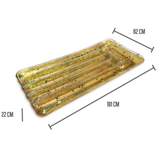 Matelas gonflable à paillettes dorées 181 cm - JET LAG