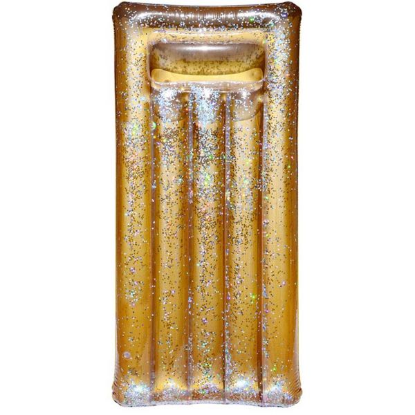Matelas gonflable à paillettes dorées 181 cm