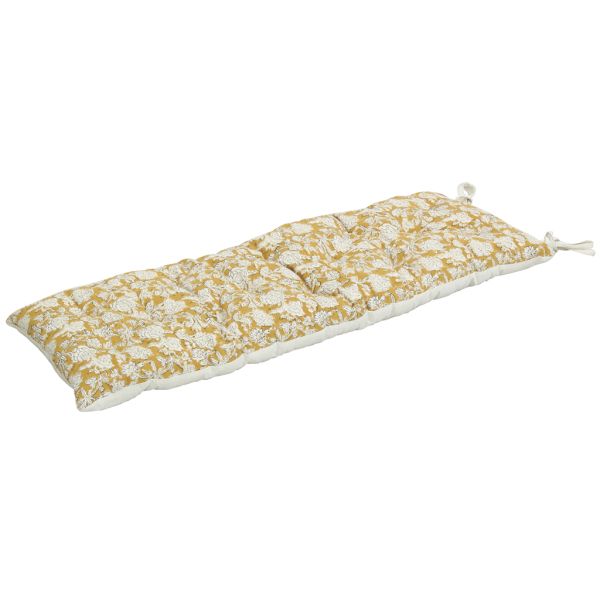 Matelas de sol en coton imprimé jaune et blanc