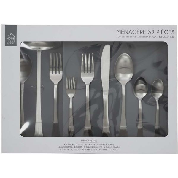 Ménagère 39 pièces en inox brossé (inox)