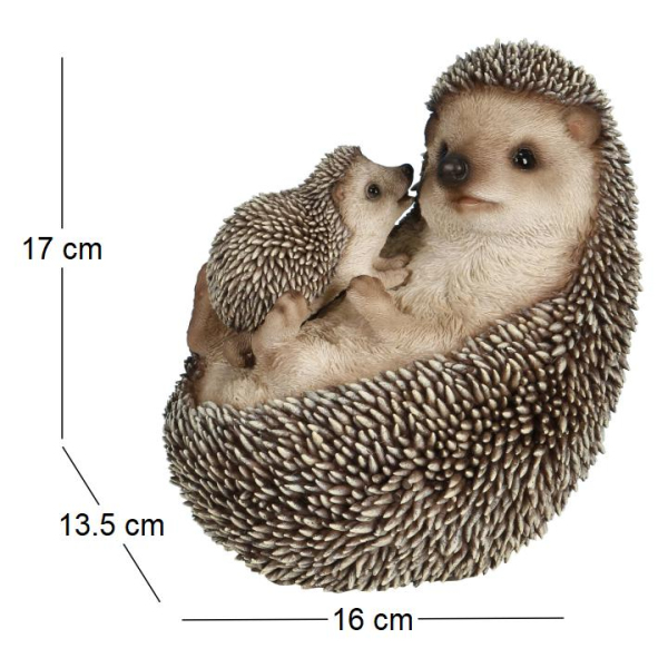 Mère et bébé hérisson en résine 17 cm - 