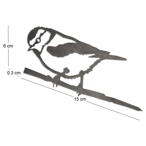 Mésange bleue décorative en acier corten Mini - METALBIRD