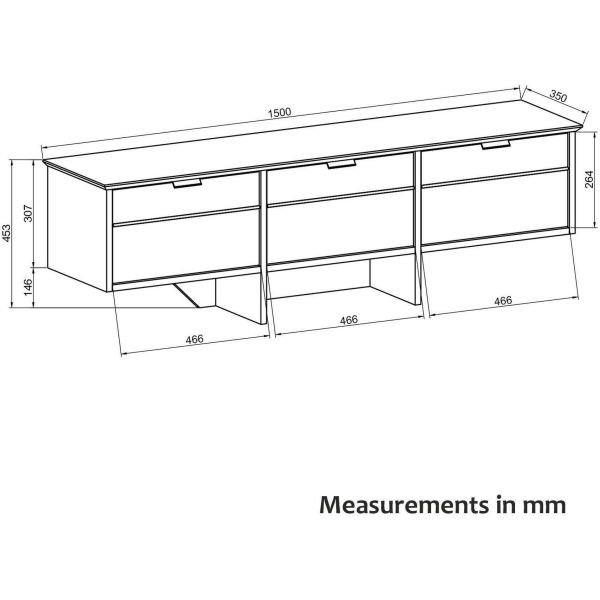 Meuble TV en aggloméré 150x35x 45,3 cm Poleth - ASI-1467