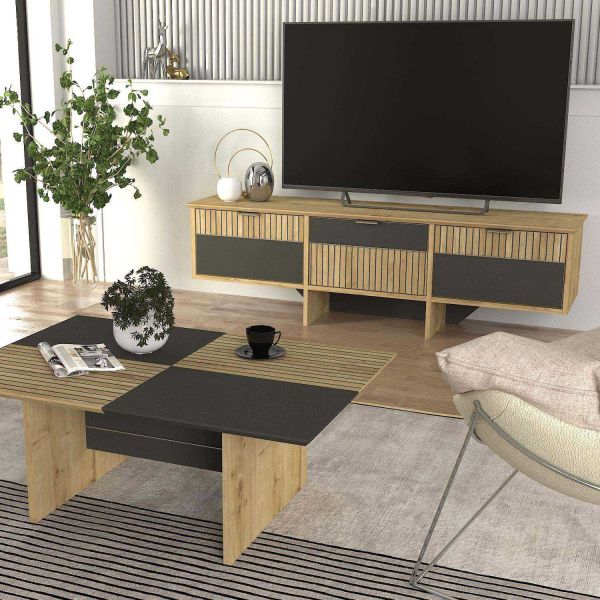Meuble TV en aggloméré 150x35x 45,3 cm Poleth - HANAH HOME