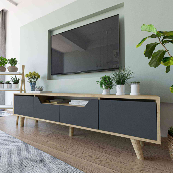 Meuble TV en aggloméré 180 x 29.8 x 48 cm Roma - HANAH HOME