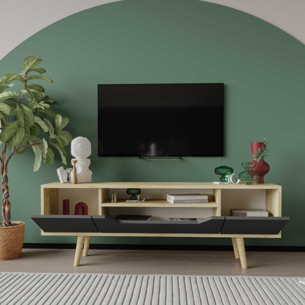 Meuble TV en aggloméré 150 x 29.8 x 53 cm Roma - 5