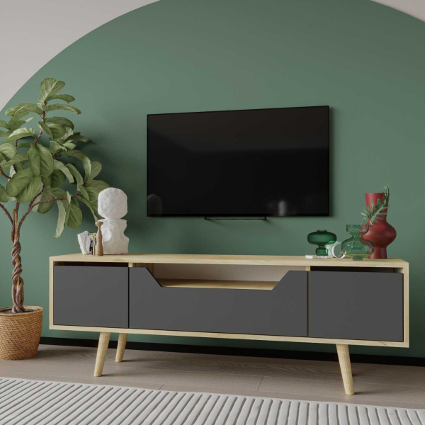 Meuble TV en aggloméré 150 x 29.8 x 53 cm Roma - 6