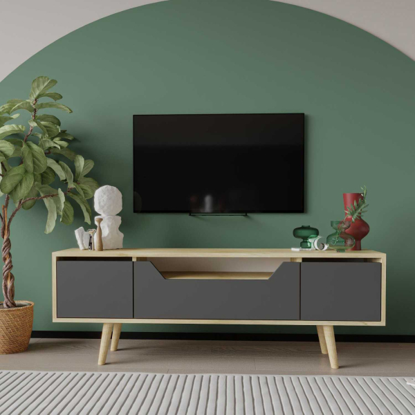 Meuble TV en aggloméré 150 x 29.8 x 53 cm Roma - HANAH HOME