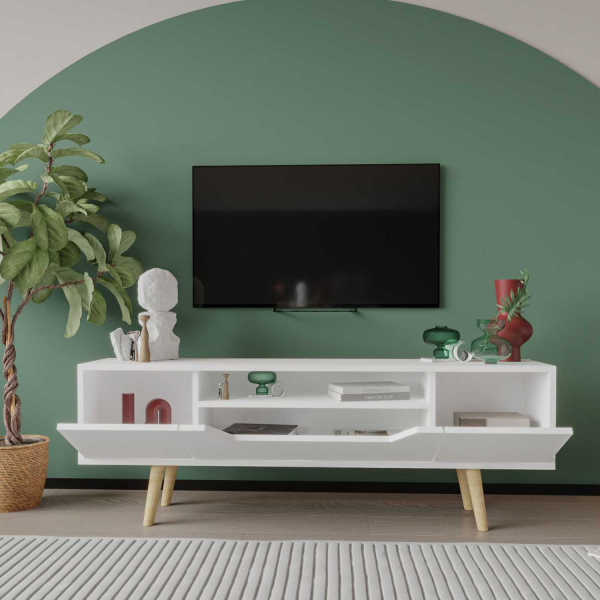 Meuble TV en aggloméré 150 x 29.8 x 53 cm Roma - 5