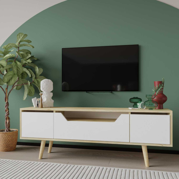 Meuble TV en aggloméré 150 x 29.8 x 53 cm Roma - 6